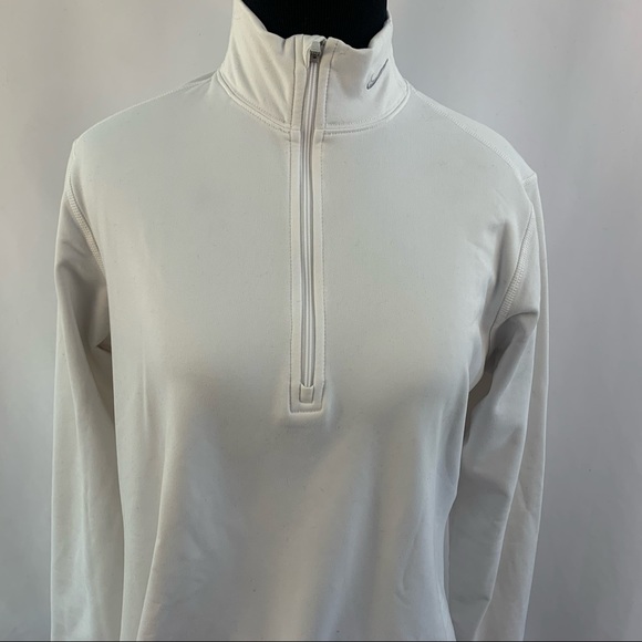 Nike Fit Dry Shirt Fleece Lined 1/4 Zip Top Long Sleeve White Girls Size XL - Picture 4 of 4